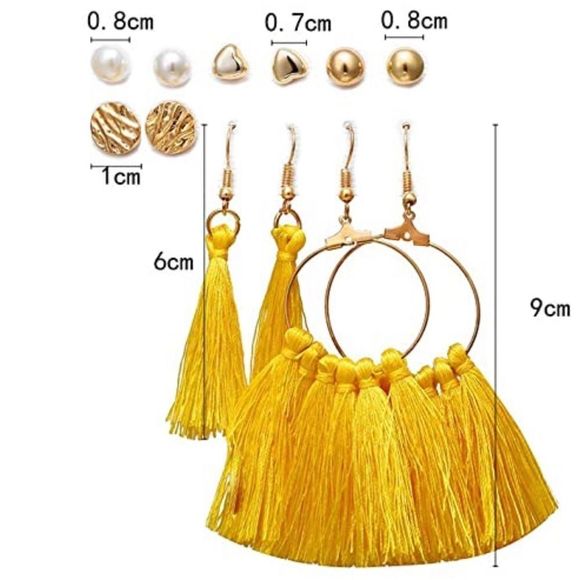 New Fashion Earrings 6 Pack Gold & Yellow Post & Stud / Hoop Earring Set - Picture 5 of 7